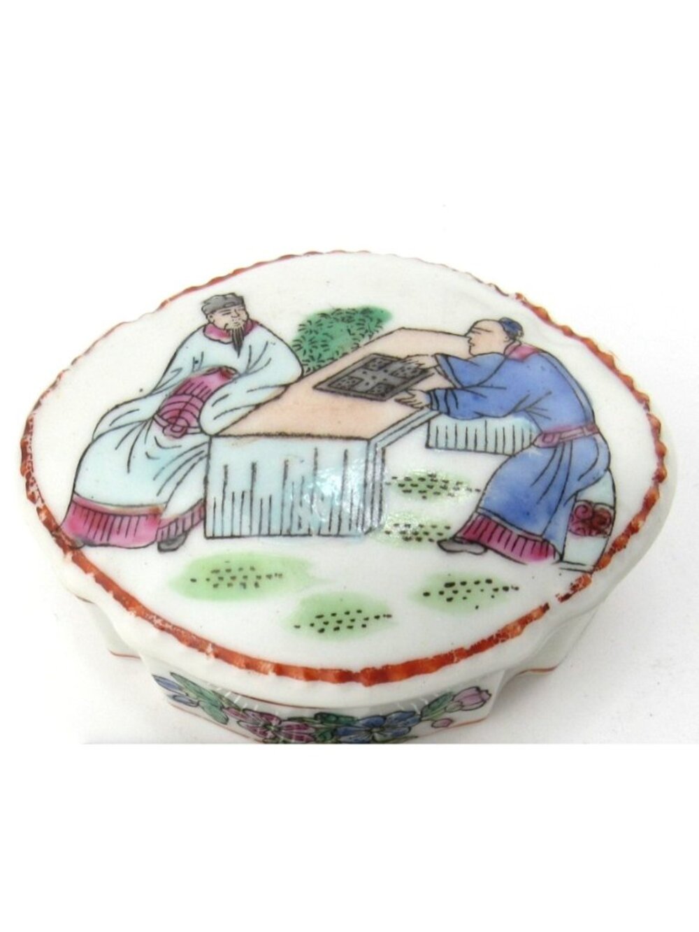 Vintage Qing Dynasty Qianlong Period Hand Painted Chinese Porcelain Trinket Box